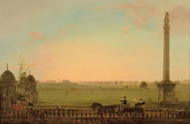 Blick von der Chowringhee Road, Kalkutta, in Richtung des Hoogly-Flusses, ca. 1840